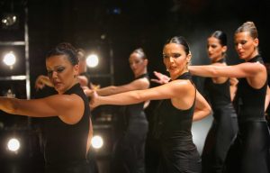 Flamenco dancers women in black dresses