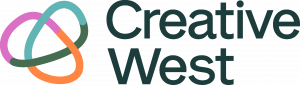 Creative West logo with colorful loop shapes.