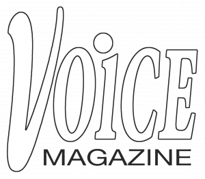 Voice Magazine Logo in white.